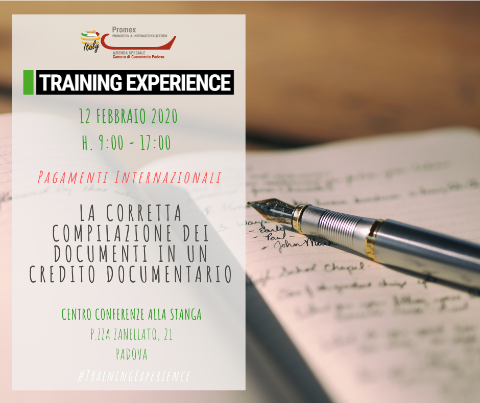 T.E. "La corretta compilazione dei documenti in un credito documentario" (Padova, 12 febbraio 2020)